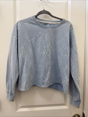 Thread & Supply Dusty Blue Distressed Crew Sweatshirt
